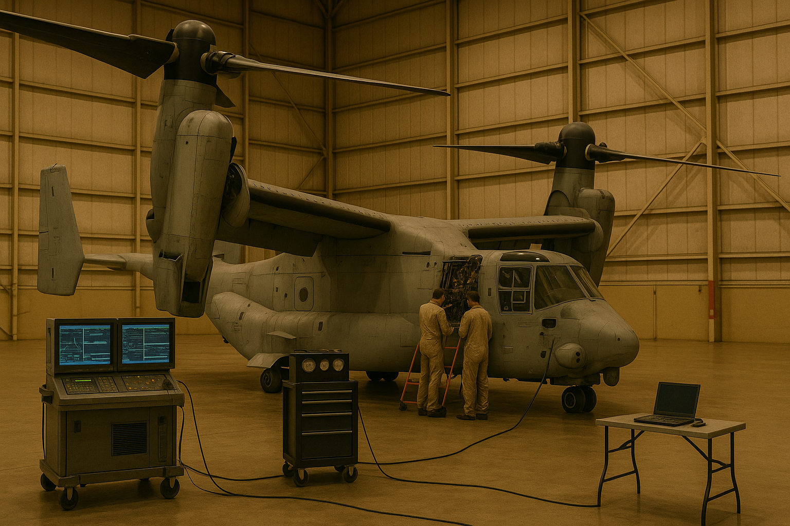 MV-22 Osprey under maintenance