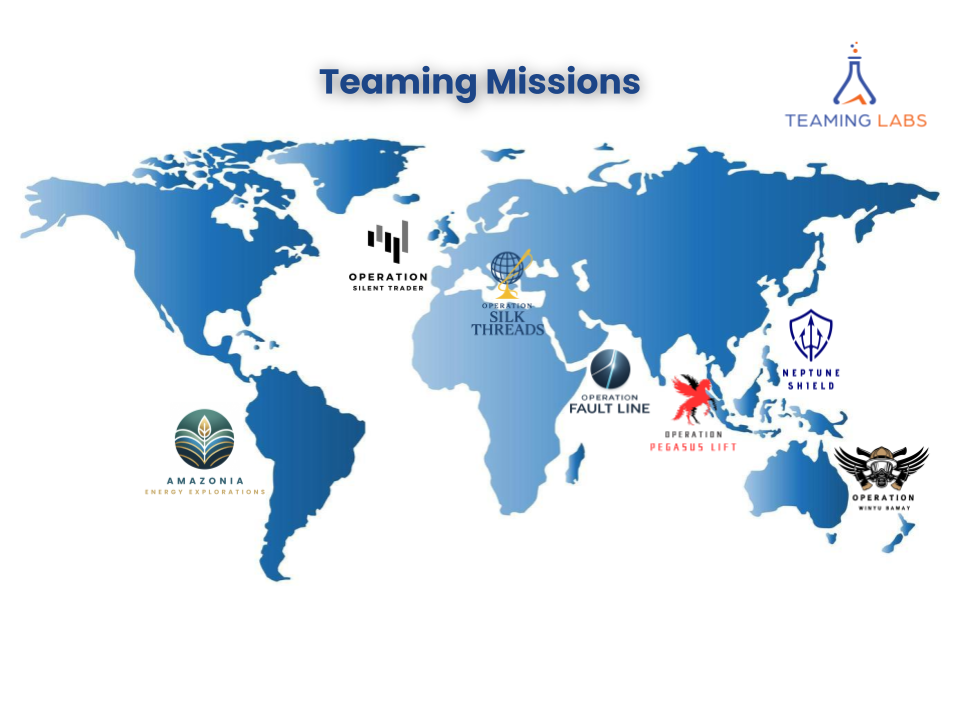 World map with hotspots for seven Teaming Missions